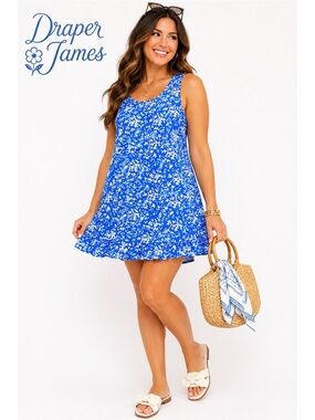 DRAPER JAMES Blue Floral Mini Dress